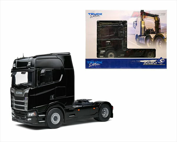 ミニカー　1/24　スカニア　トレーラートラック　黒色　2023 Scania S580 Highline 　Solido【予約商品】