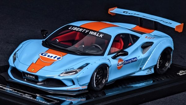 ミニカー　1/18　フェラーリ ミニカー　フェラーリ 　F8　GULFガルフ色　VIP Scale Model Ferrari F8 Liberty Walk 【限定予約商品】