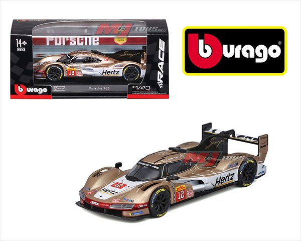 ミニカー　ポルシェ　1/43　ポルシェ　963　＃12　ゴールド　　Hertz Team JOTA Porsche 963 #12 　ブラゴ　予約商品