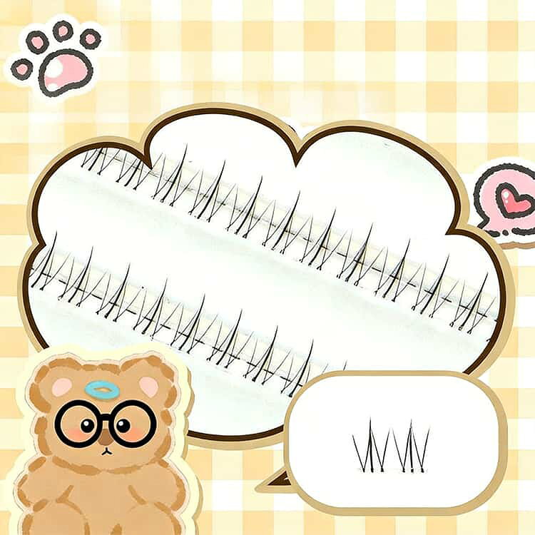 ATiCの下 のり付きまつげ 下まつげ つけまつ毛 接着剤不要 睫毛 簡単装着 のり不要 透明軸 部分用 付け睫毛 簡単 束感 束 2個セット 自然 本体のり付き ナチュラル つけまつげ まつ毛 まつげ 付けまつげ 盛れる 下まつげ ベースメイク メイクアップ 初心者 ブラック 黒｜アングル3