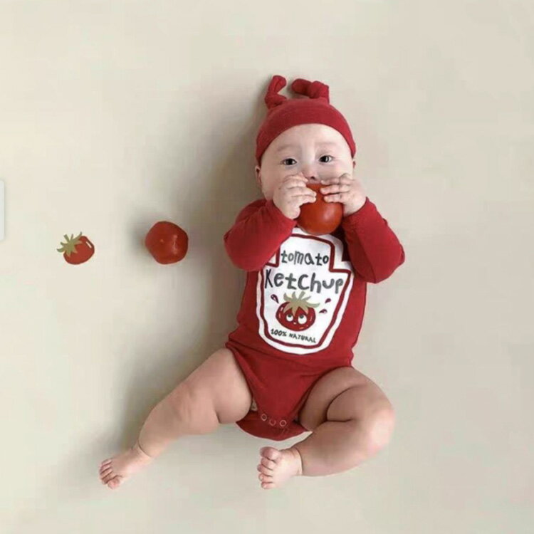 ケチャップ コスプレ かわいい ベビー服 80 衣装 マスタード ベビー 仮装 赤ちゃん 男の子 女の子 子供服 なりきり 変身 面白い 写真映え イベント 撮影 ロンパース コスチューム 60 70 ケチャップ 90 着ぐるみ 寝相アート