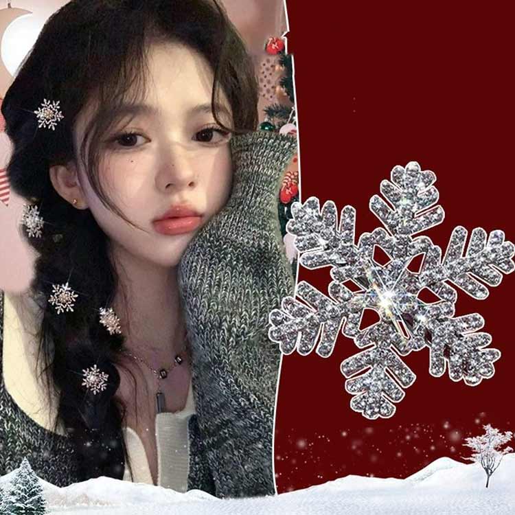 ミニ 雪花 バンスクリップ クリスマス 髪飾り 雪の結晶 キラキラ ヘアピン ヘアク...