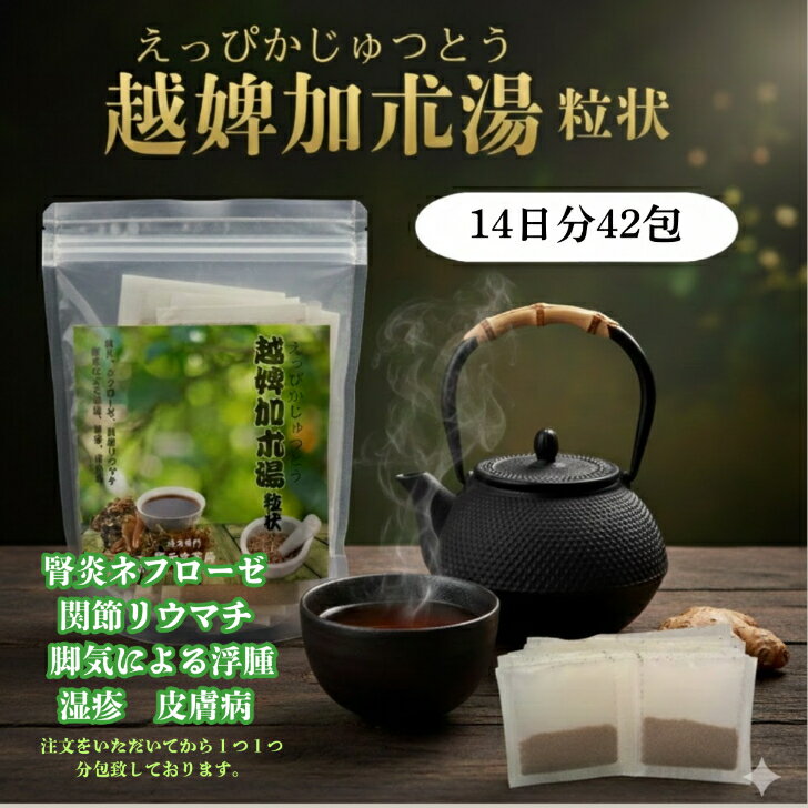 【第2類医薬品】　越婢加朮湯14日分42包　漢方薬　和漢薬　関節や筋肉の痛み（リウマチ、関節炎など）むくみ（浮腫）皮膚病　湿疹　腎炎　膝の痛みむくみ　足のはれ　関節のはれ当店で取り扱う漢方薬は使用期限2年以上ございます。