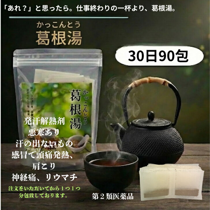 【第2類医薬品】葛根湯粒状30日分90包　漢方薬　顆粒薬　かぜの初期　頭痛悪寒　感冒　肩こり　節々の痛み　リウマチ　神経痛　発熱　発汗解熱