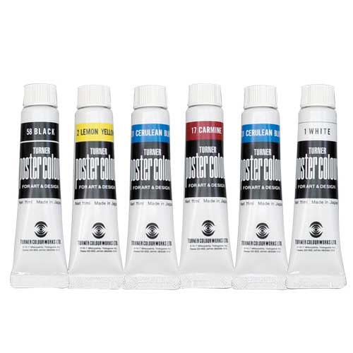ポスターカラー 11mL 絵の具 美術 図画 イラスト デザイン アート ポスター 描画用品 ブラック ホワイ..