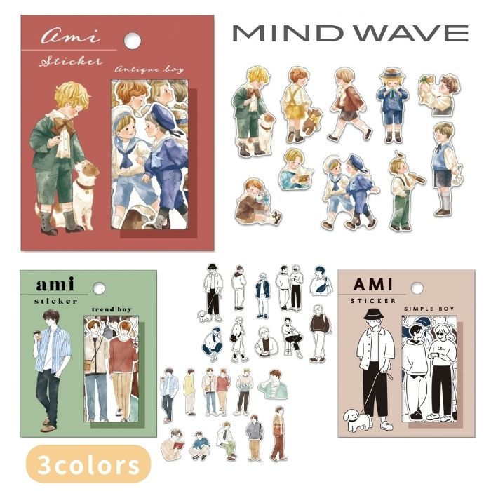 フレークシール マインドウェイブ シール アミ ステッカー ami かわいい 男の子 手帳 デコ 文房具 ステーショナリー mind wave
