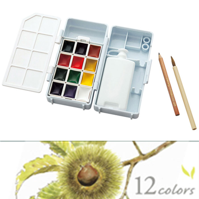 【呉竹】フィス透明水彩ボックス　12色セット　高品質　固形透明水彩絵の具　KG301-3　えのぐのサムネイル
