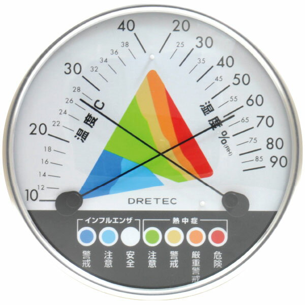 熱中症・インフルエンザ警告温湿度計【保健室　健康】