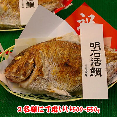 焼き魚の王様、鯛のお頭付き 賞味期限及び保存方法 夏季　冷蔵庫で発送日を含む4〜5日 冬季　冷所で発送日を含む4〜5日（冷蔵庫で更に日持ちします） 焼きあがり500〜550g 天候・時期により鯛の相場に 変動があるため大きさに多少の 差異がございます。 発送日当たり10匹程度の限定となります。それ以上のご注文については一度、お問い合せ下さい。 お正月をはじめ、結婚、結納祝、お誕生日祝、ご進物に喜ばれております。 2名さま位の大きさです。明石焼鯛 3500円　2名さまに丁度いい 500～550g 3780円(税込) 明石焼鯛 4000円　2～3名さまに丁度いい 600～700g 4320円(税込) 明石焼鯛 5000円　3～4名さまに丁度いい 750～850g 5400円(税込) 明石焼鯛 6000円　4～5名さまに丁度いい 850～950g 6480円(税込) 明石焼鯛 7000円　5～6名さまに丁度いい 1100～1200g 7560円(税込) 明石焼鯛 8000円　6～7名さまに丁度いい 1200～1300g 8640円(税込) 明石焼鯛 10000円　7～8名さまに丁度いい 1300～1400g 10800円(税込)