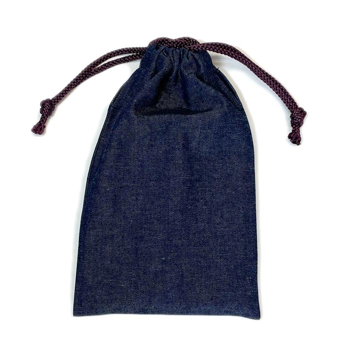 デニム御朱印帳入れ　巾着　無地【メール便対応可】 御朱印帖入れ デニム生地巾着 小物入れ巾着 日本製 和柄 神社仏閣巡り 倉敷デニム シンプルのサムネイル