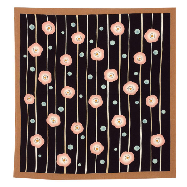 ちりめん風呂敷　梅　黒【メール便対応可】 縮緬生地 日本製 京都くろちく 梅柄風呂敷 ギフト 贈り物 ..