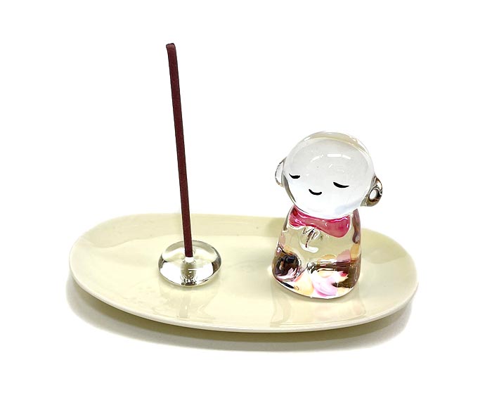 クリスタル彩地蔵さん 香立てセット 香皿&香立 スティックタイプお香用 お線香立て カジュアルに楽しむお香立て インセンス インテリア小物 癒し 和み 縁起物ガ...