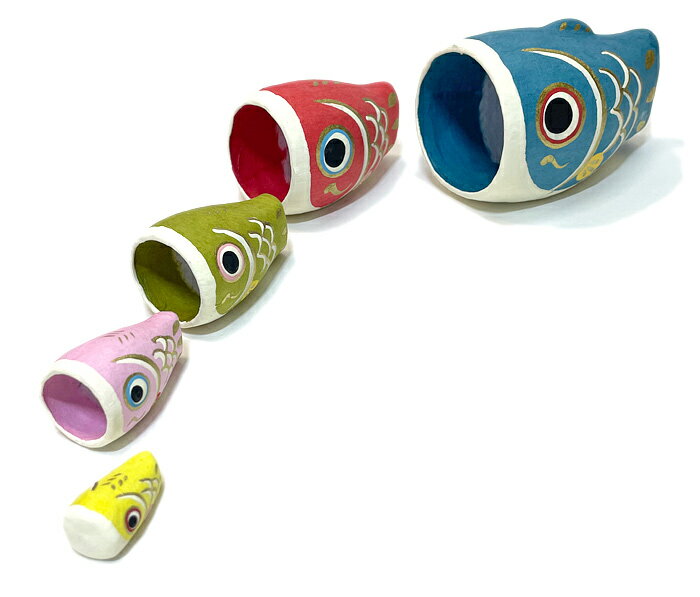 端午の節句張り子飾り　はりこーシカ　仲良し鯉幟　鯉のぼり飾り 端午の節句 日本製 五月人形 卓上飾り 手づくり鯉幟飾りマトリョーシカのような入れ子細工 こいのぼり インテリア飾り 贈り物 子供の日 お祝い