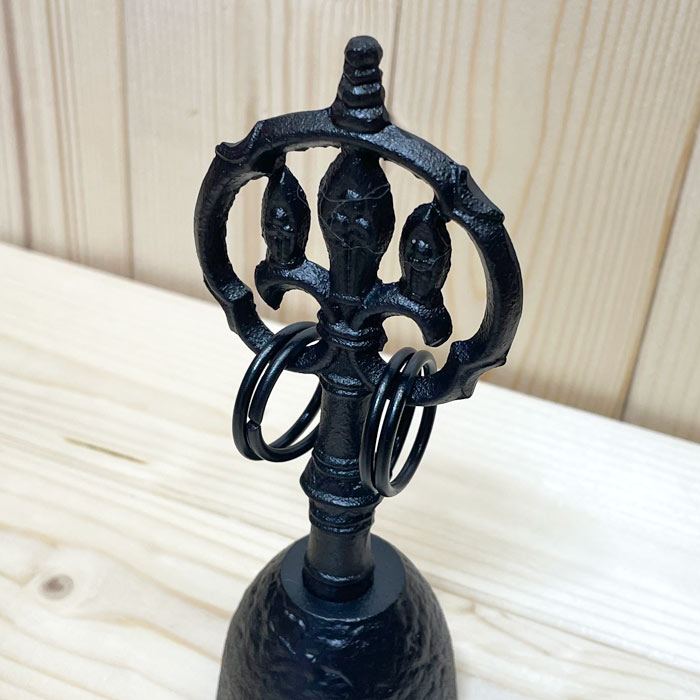南部鉄器　卓鈴　新錫杖頭　南部鉄器　卓鈴　伝統工芸品 日本製 鋳鉄 水沢鋳物 岩手県奥州市南部鉄 伝統の技 呼び鈴 和雑貨 インテリア 置物 飾り物 贈り物 ギフト