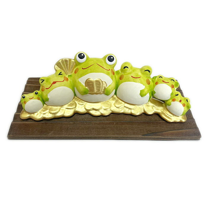 福ならべ　かえる　素焼陶製 蛙 カエル 縁起物 福を六かえる（むかえる）金運招来 開運 ラッキーアイテム 可愛い置物 飾り物 雑貨 置き物 お土産 ギフト