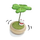 ゆらゆらクローバー 猫 卓上飾り ちりめん細工 天然木 龍虎堂(リュウコドウ)日本製 縮緬 ミニ置物 ねこ置物 ネコ好き 小さな置物 小物 和小物 インテリア 飾り 贈り物 和雑貨 和風