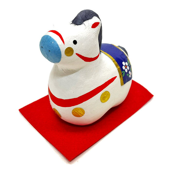 ちぎり和紙 招福午 2026年午年干支飾り 午歳ちぎり和紙飾り 丙午(ひのえ・うま)歳 干支置物 正月飾り リュウコドウ 龍虎堂 日本製 お歳暮 お年賀 贈り物 馬和紙飾り 縁起物 ウマ うま置物 レトロなお花柄