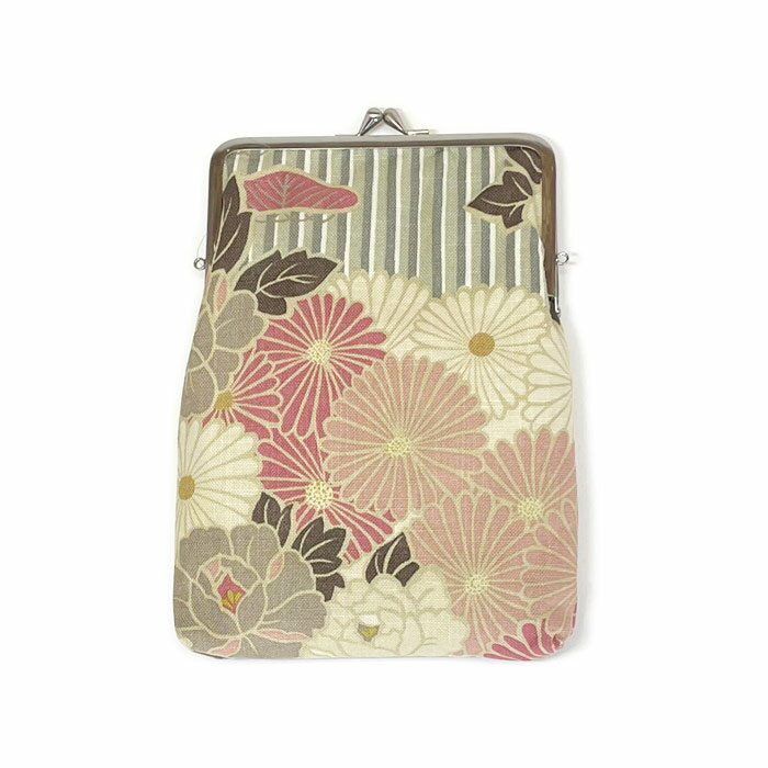 がま口大切モノ入レ　レトロフラワー ピンクベージュ【メール便対応可】御朱印帳ケース 通帳ケース 御..