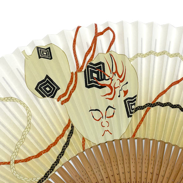 紙扇子　隈取瓢箪　紳士用【メール便対応可】　夏小物 エコ 涼感グッズ 飛沫対策グッズ 紙扇子 竹扇子 歌舞伎柄 隈取り柄 ひょうたん柄 浴衣、甚平に合う扇子 小粋な扇子 携帯小物 和雑貨 和小物