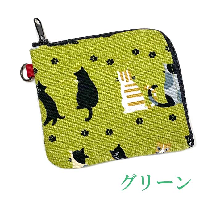 帆布 角型キーチェーン付小銭入れ 足跡ネコの紹介画像3