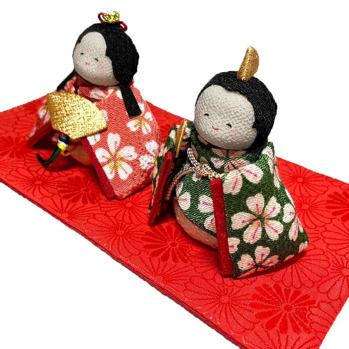 ちりめん雛飾り ぽてりひな2人(桜) リュウコドウ 龍虎堂 ひな祭り 初節句 雛まつり 桜模様のお雛様 おひなさま さくら 雛人形 縮緬 コンパクトサイズ ちりめん細工 雛祭り [2]
