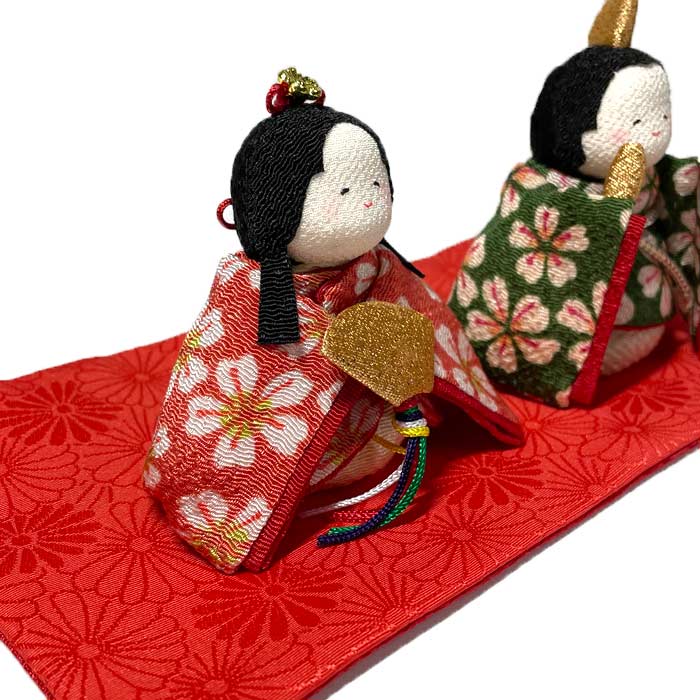 ちりめん雛飾り ぽてりひな2人(桜) リュウコドウ 龍虎堂 ひな祭り 初節句 雛まつり 桜模様のお雛様 おひなさま さくら 雛人形 縮緬 コンパクトサイズ ちりめん細工 雛祭り [3]