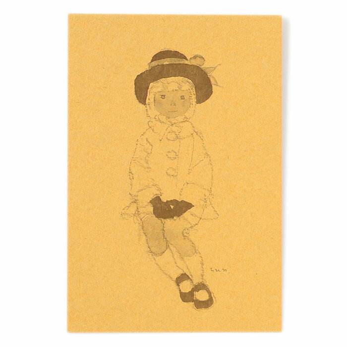 いわさきちひろ ポストカード　Yellow（イエロー）　greenflash グリーンフラッシュ 少女絵画柄 スケッチ柄 可愛いカード 飾り ファーストビンテージ 日本製 ファーストヴィンテージ