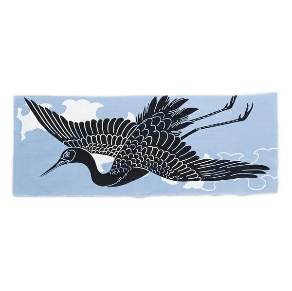 注染手ぬぐい重ね鶴　クロ【メール便対応可】日本製 鶴柄 つる柄 手拭い プチギフト ちょっとした贈り物にも 和雑貨 てぬぐい