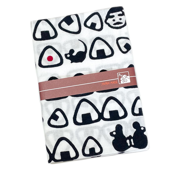 注染手ぬぐい　おむすび　倭物やカヤ【メール便対応可】　日本製 手拭い おにぎり柄手ぬぐい 贈り物 和柄 和雑貨 和小物 プチギフト 贈り物 小粋なてぬぐいのサムネイル