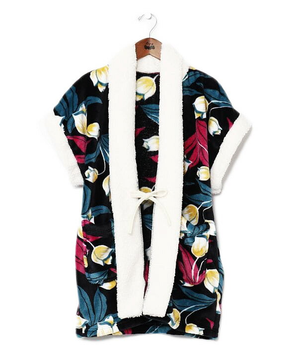 ぬくいボア奴(やっこ)　チューリップ　和柄ルームベスト　和柄ルームベスト　ルームウェア 冬の部屋着 ..