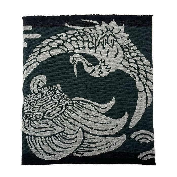 鶴亀腹巻きL（ウェストサイズ約70〜120cm）　日本製 和柄腹巻き ツルカメ柄 吉祥柄 縁起物柄 あったかグッズ ニット素材　冬の贈り物に 和柄インナー お腹を温めしっかり防寒 鶴は千年亀は万年 鶴亀は長寿と繁栄の象徴