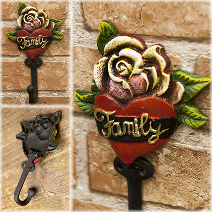Rakuten - 【ガーデン・キッチン】★キャストアイアン FAMILYフック★ローズ　屋内　屋外　アンティーク