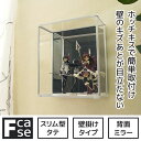 賃貸だって気にしない 壁掛け コレクションケース Fケース スリム・タテ型 (背面ミラー) ディスプレイケース 壁 傷つけない フック 棚 壁掛けタイプ アクリルケース フィギュアケース 安い おしゃれ アクリル 石膏ボード