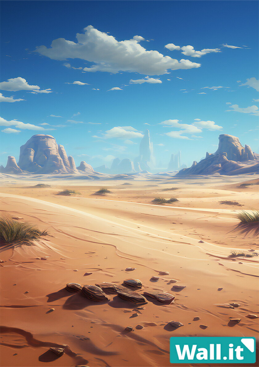 【Wall.it A4 フィギュアディスプレイケース専用背面デザインシート 縦向】 砂漠 荒野 晴天 昼間 西部..