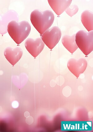【Wall.it A4 フィギュアディスプレイケース専用背面デザインシート 縦向】 ハート 風船 エフェクト 壁紙 幻想的 風景 アイドル フィギュア 推し色 ピンク 桃色