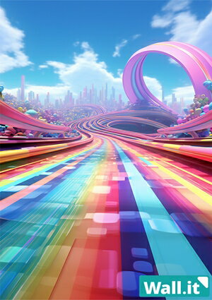 【Wall.it A4 フィギュアディスプレイケース専用背面デザインシート 縦向】 レース ゲーム レインボー..