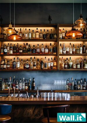 【Wall.it A4 フィギュアディスプレイケース専用背面デザインシート 縦向】 カウンターバー 酒場 ナイ..