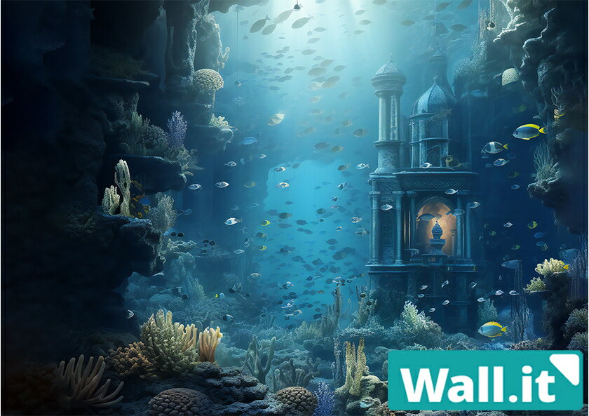 【Wall.it A4 フィギュアディスプレイケース専用背面デザインシート 横向】 海中 熱帯魚 風景 水族館 アクアリウム 水中 サンゴ スキュ..