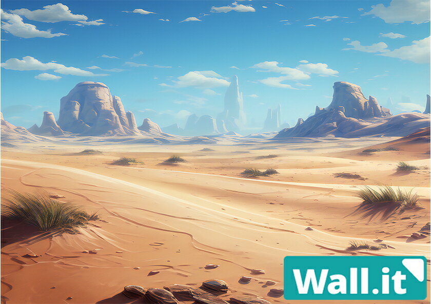 【Wall.it A4 フィギュアディスプレイケース専用背面デザインシート 横向】 砂漠 荒野 晴天 昼間 西部..