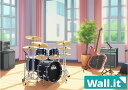 【Wall.it A4 フィギュアディスプレイケース専用背面デザインシート 横向】 軽音 音楽部 部室 学校 教室 リビング 楽器 ドラム ギター ベース けいおん