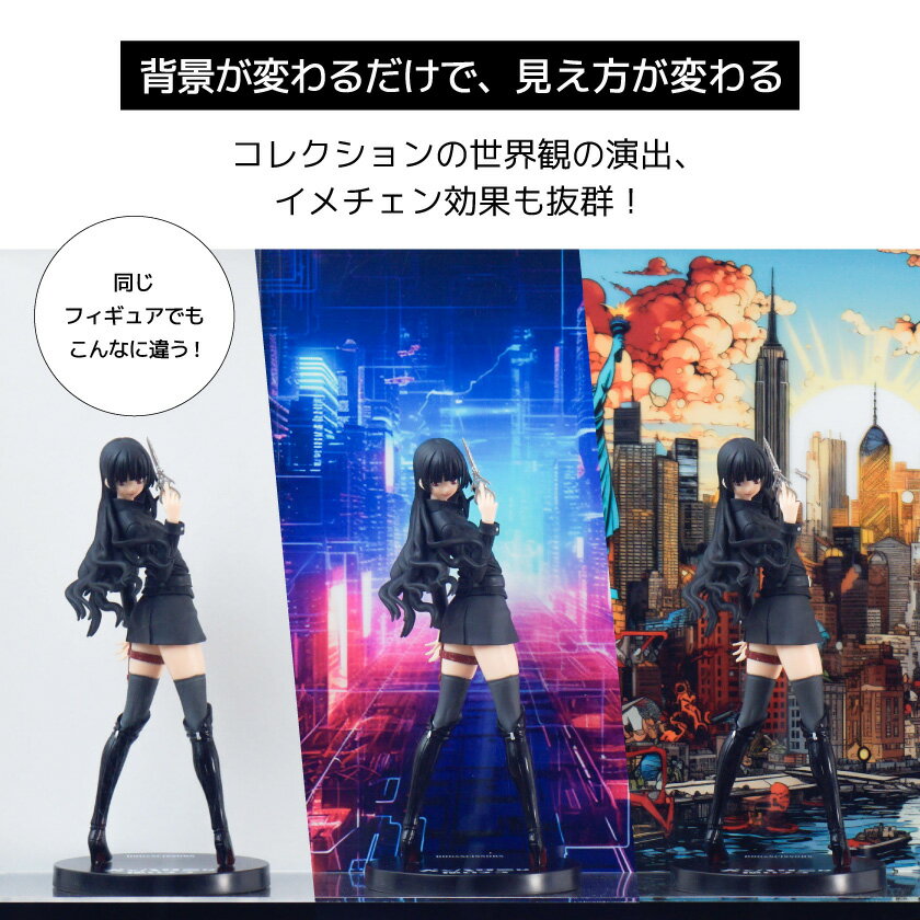 【Wall.it A4 フィギュアディスプレイケース専用背面デザインシート 縦向】 未来都市 宇宙 SF 惑星 夜景 摩天楼 2