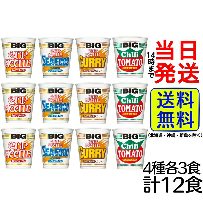 日清 カップヌードル BIG 4種各3食計12食 詰め合わせセットカップ麺 詰め合わせ バラエティセット 箱買い ケース 夜食 非常食 男性 一人暮らし ラーメン インスタント ギフト 日清食品 大盛り