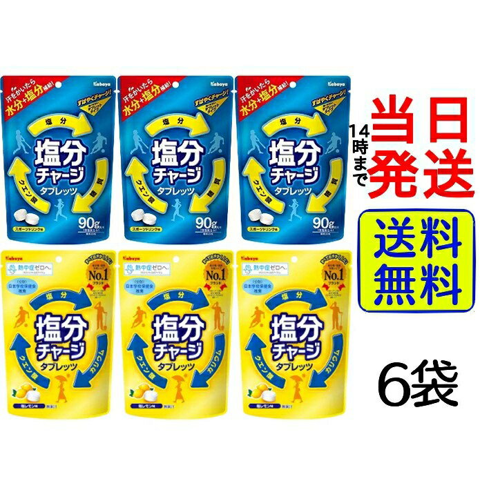 楽天総合食品卸問屋housechoiceカバヤ 塩分チャージ タブレッツ 2種各3袋 計6袋【 送料無料 】【 当日発送 】 熱中症対策 塩分補給 現場 塩飴 飴 夏 熱中症 体育祭 部活 スポーツ アウトドア 運動 トレーニング 塩分 熱中症 大容量 まとめ買い