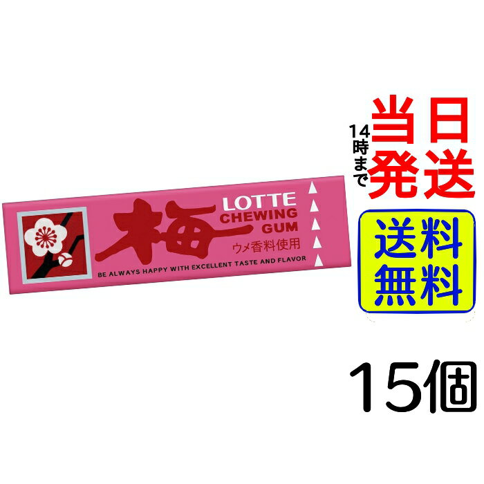 【最安値挑戦中】 ロッテ 歯につきにくい 梅ガム 9枚 ×15個【 送料無料 】【 ポスト投函 】【 当日発送..