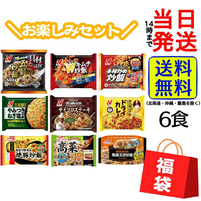 【 福袋 】 焼飯 6種各1袋計6袋セット※終売などにより内容が変更される場合もございます。【 送料無料 】【 当日発送 】】【 クール便 】冷凍 冷凍食品 炒飯 チャーハン 高菜 五目 焼豚 ドライカレー サイコロステーキ ピラフ 本格炒め炒飯 ねぎ塩 五目炒飯