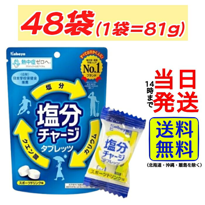 カバヤ 塩分チャージタブレッツ スポーツドリンク味 81g × 48袋【 送料無料 】【 当日発送 】 熱中症対策 塩分補給 現場 塩飴 飴 夏 熱中症 体育祭 部活 運動 トレーニング 塩分 熱中症 大容量 スポーツドリンク 熱中症対策義務化