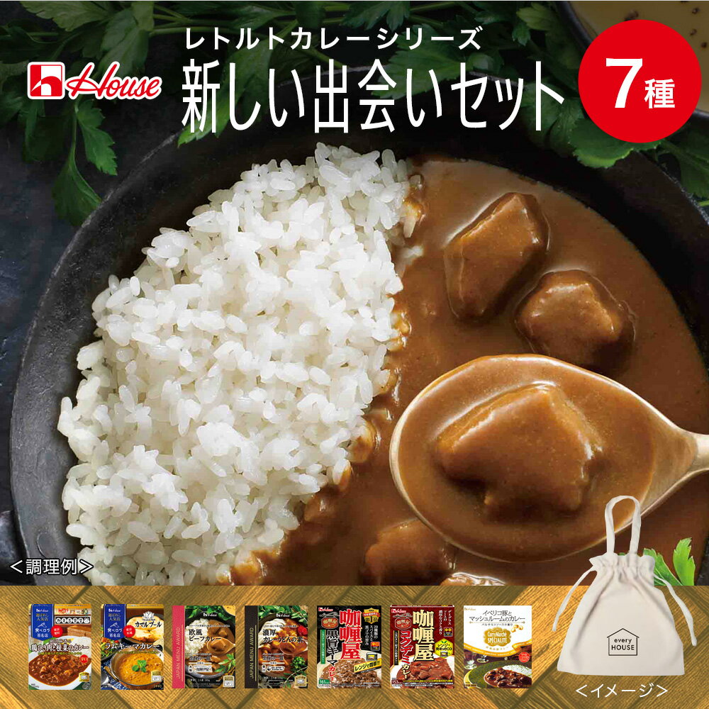 【公式】ハウス食品 新しい出会いセット レトルトカレー7種詰め合わせ オリジナルエコバッグ付き WEB限定セット 色んな味をおためし プチギフト 食べ比べ カレーうどん 軽食 レンジで簡単