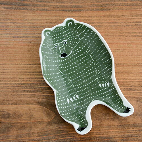 【最大1000円OFF】倉敷意匠×kata kata 印判手 クマの中皿（緑色）94722-04【くらしきいしょう くま 熊 カタカタ 平皿 小皿 和食器 うつわ 作家 もの classiky 醤油皿 陶磁器 おしゃれ オシャレ ギフト プレゼント 動物柄】