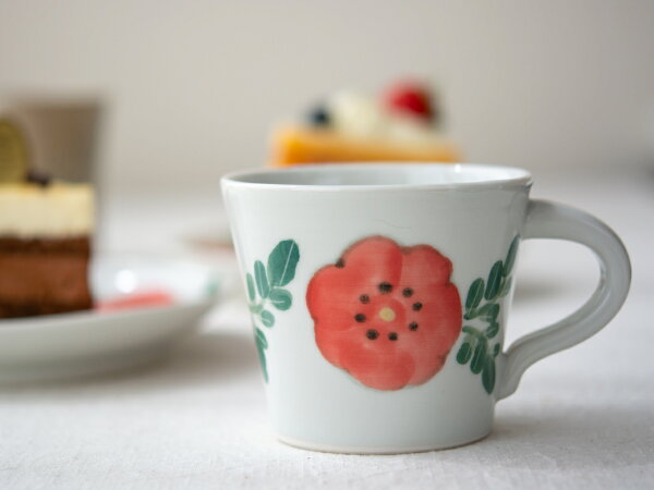 米満麻子ひなげしマグカップ【コーヒーカップ九谷青窯湯呑み】