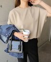 tシャツ きれいめ梨地ポンチドルマンスリーブトップス レディース